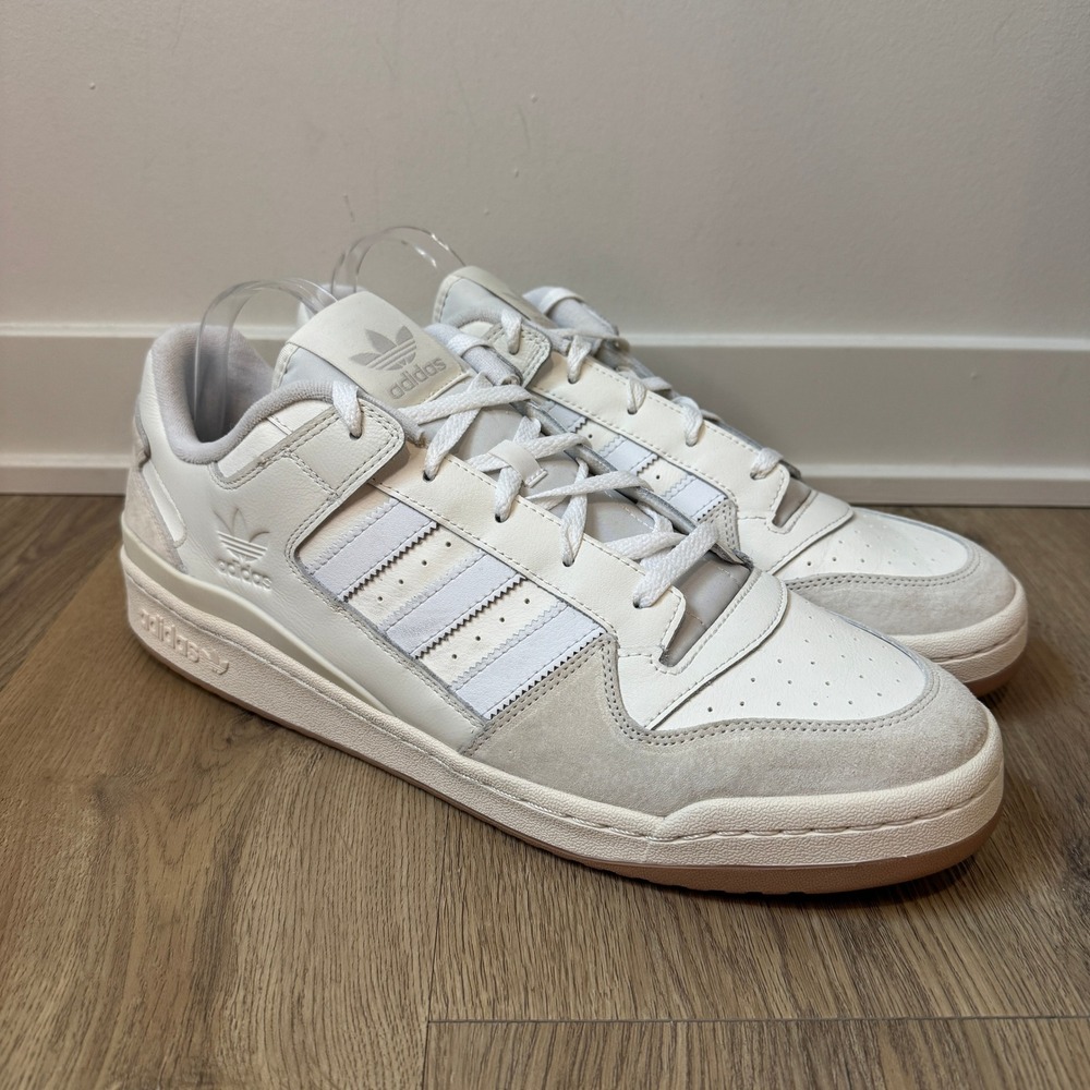 Adidas Forum Low Mens Size 16 Sneakers Chalk White Cream Gum Leather Suede EUC